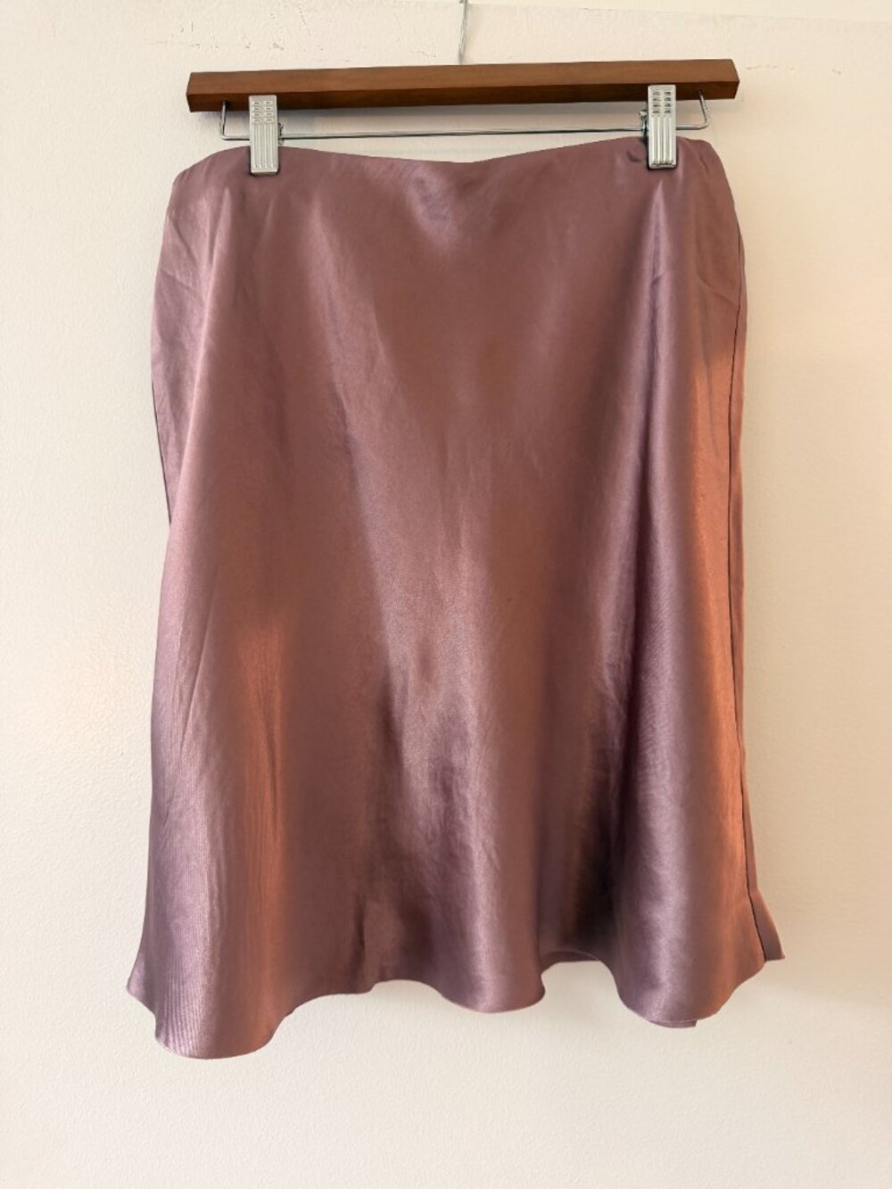 VINCE Plum Satin Midi Skirt
